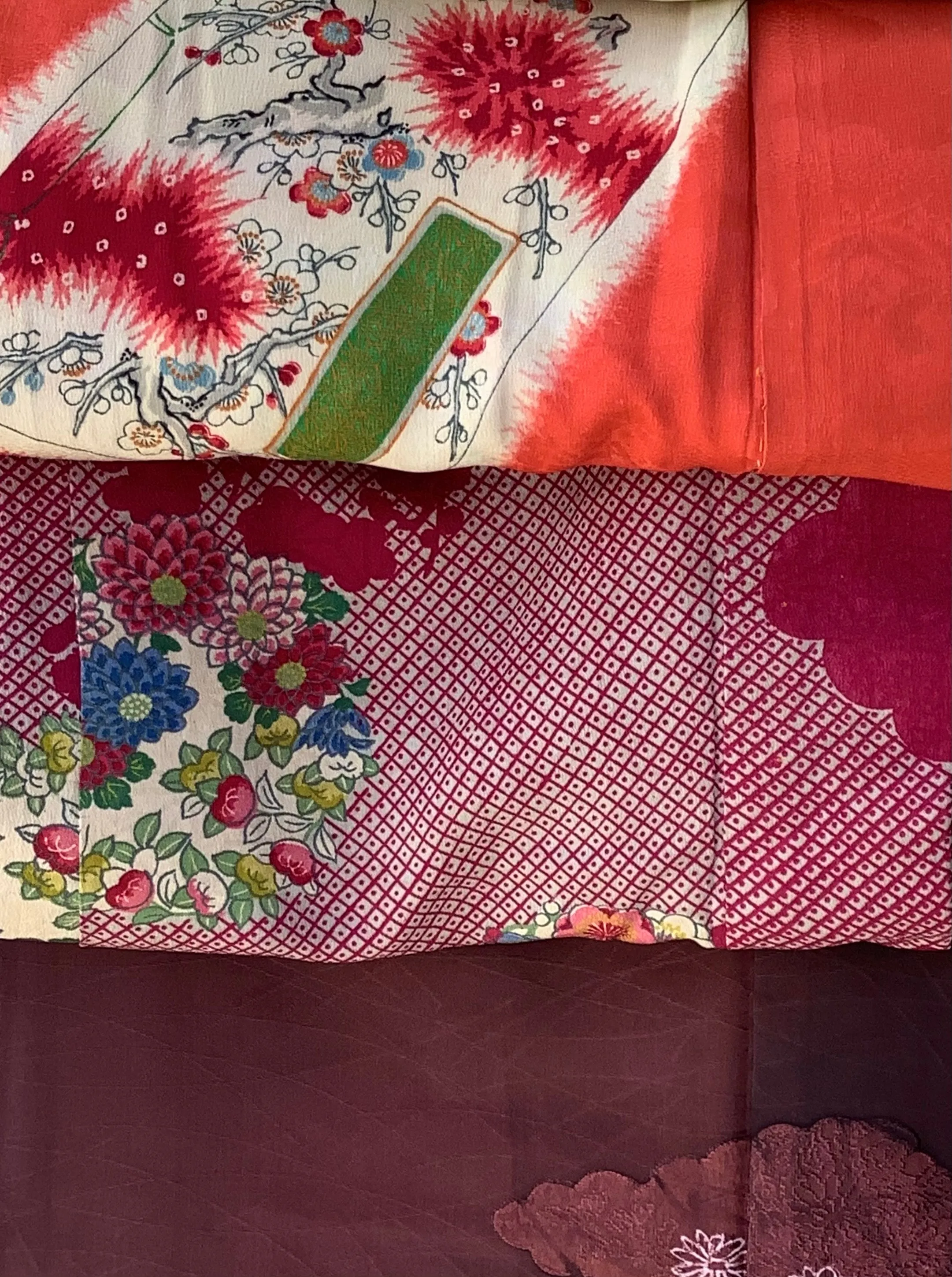 110-HAORI-5: Special Lot of 5 Vintage Silk,Silk Blend, Mock Silk Japanese Haori Coats