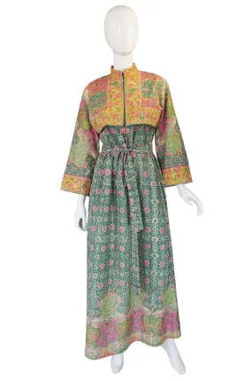 1960s Pastel Print Malcolm Starr Maxi Dress