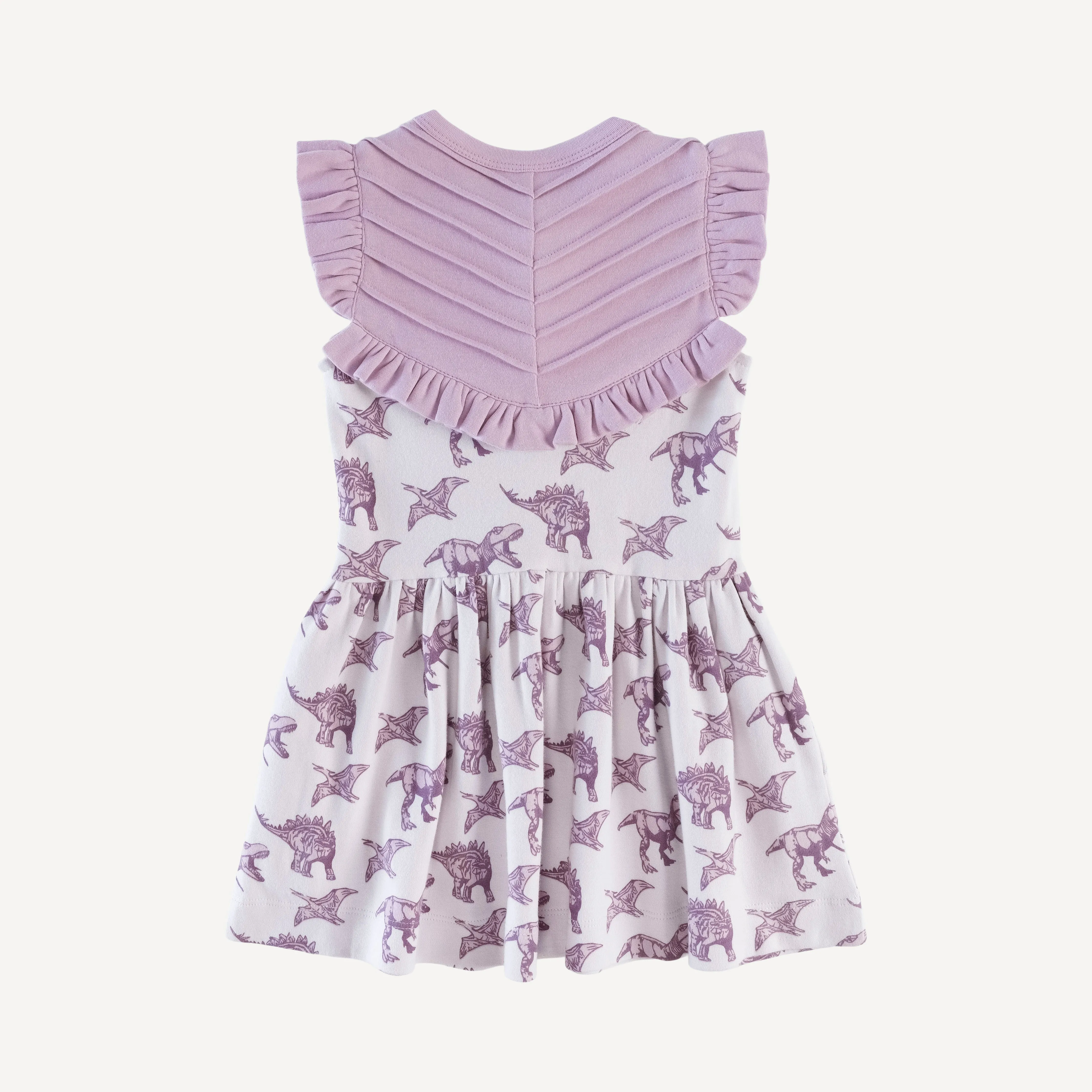 amelia dress | purple dinosaur | organic cotton interlock