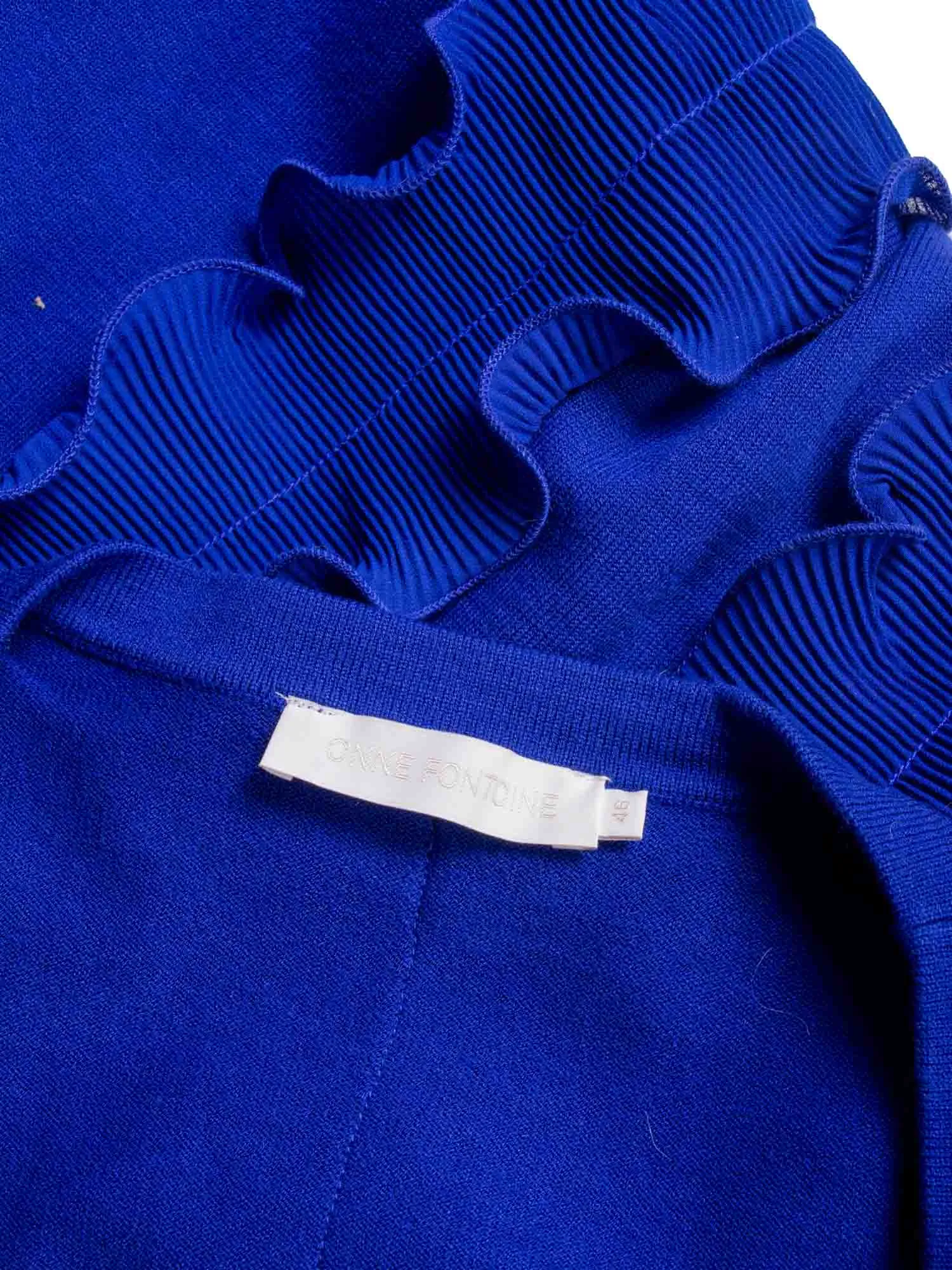 Anne Fontaine Knit Ruffle Cardigan Royal Blue