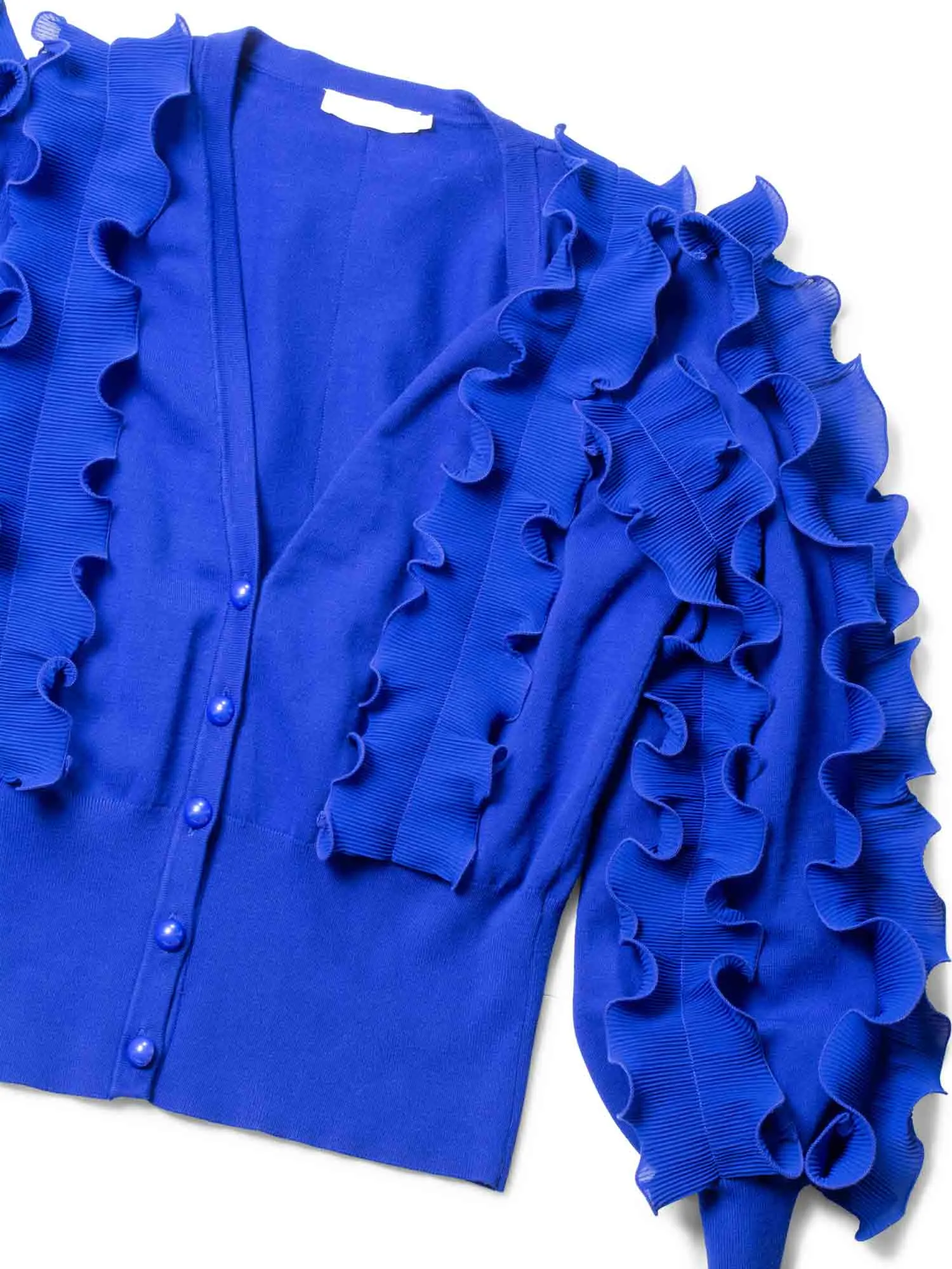 Anne Fontaine Knit Ruffle Cardigan Royal Blue