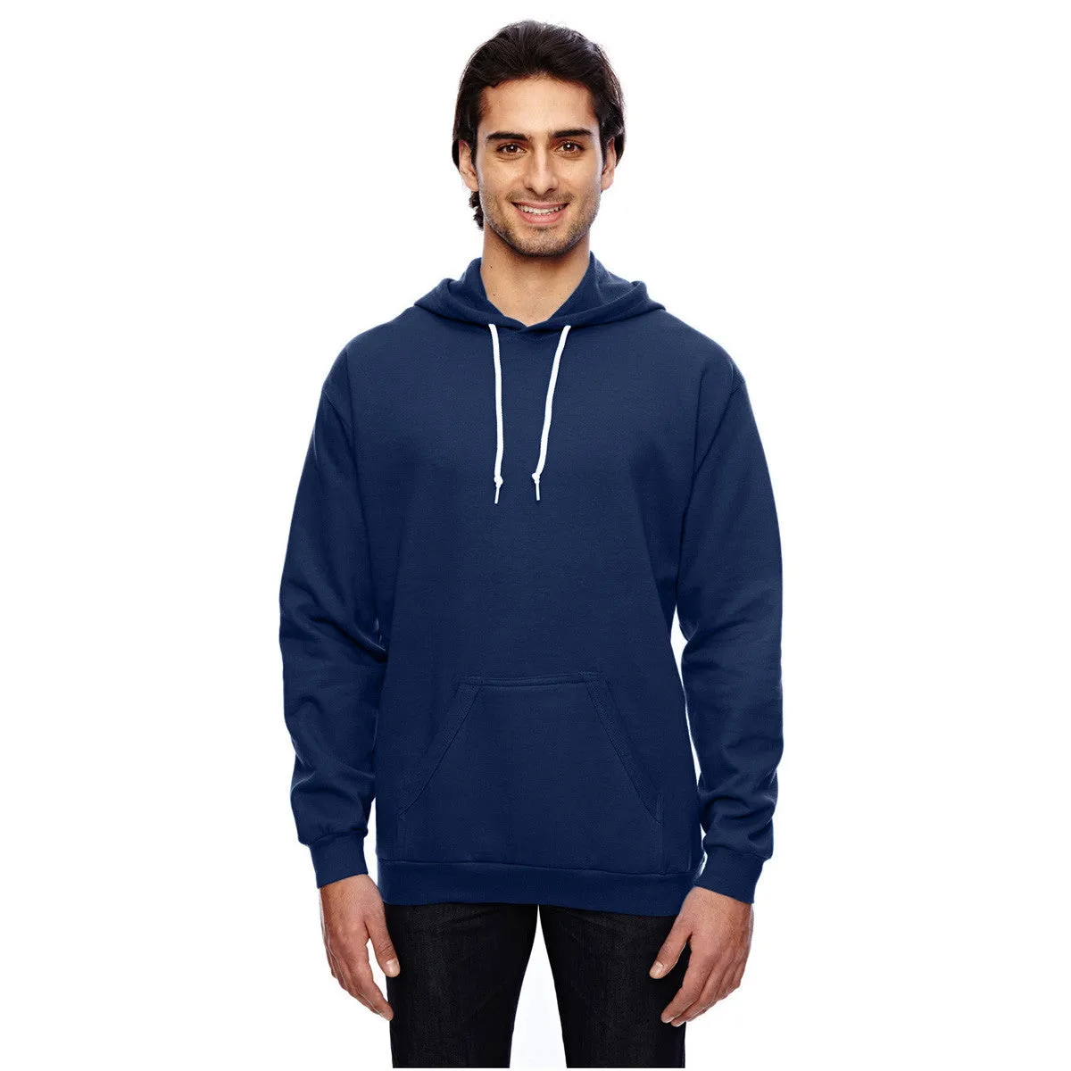 Anvil Men's Navy Pullover Hooded Fleece Sweatshirt