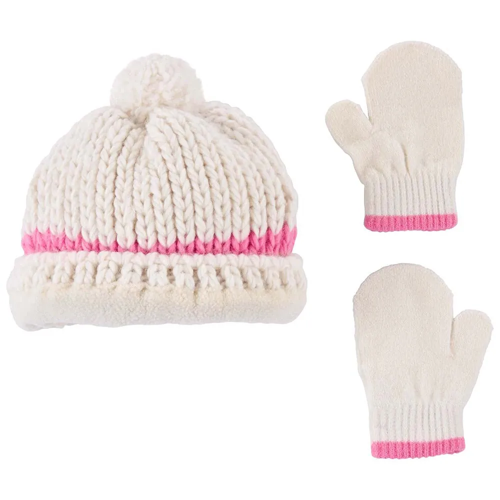 Baby Girls' 2-Piece Knit Cap & Mittens Set 1P882510