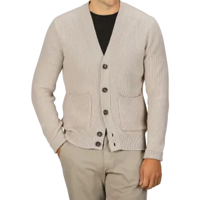 Beige Melange Wool Cashmere Cardigan