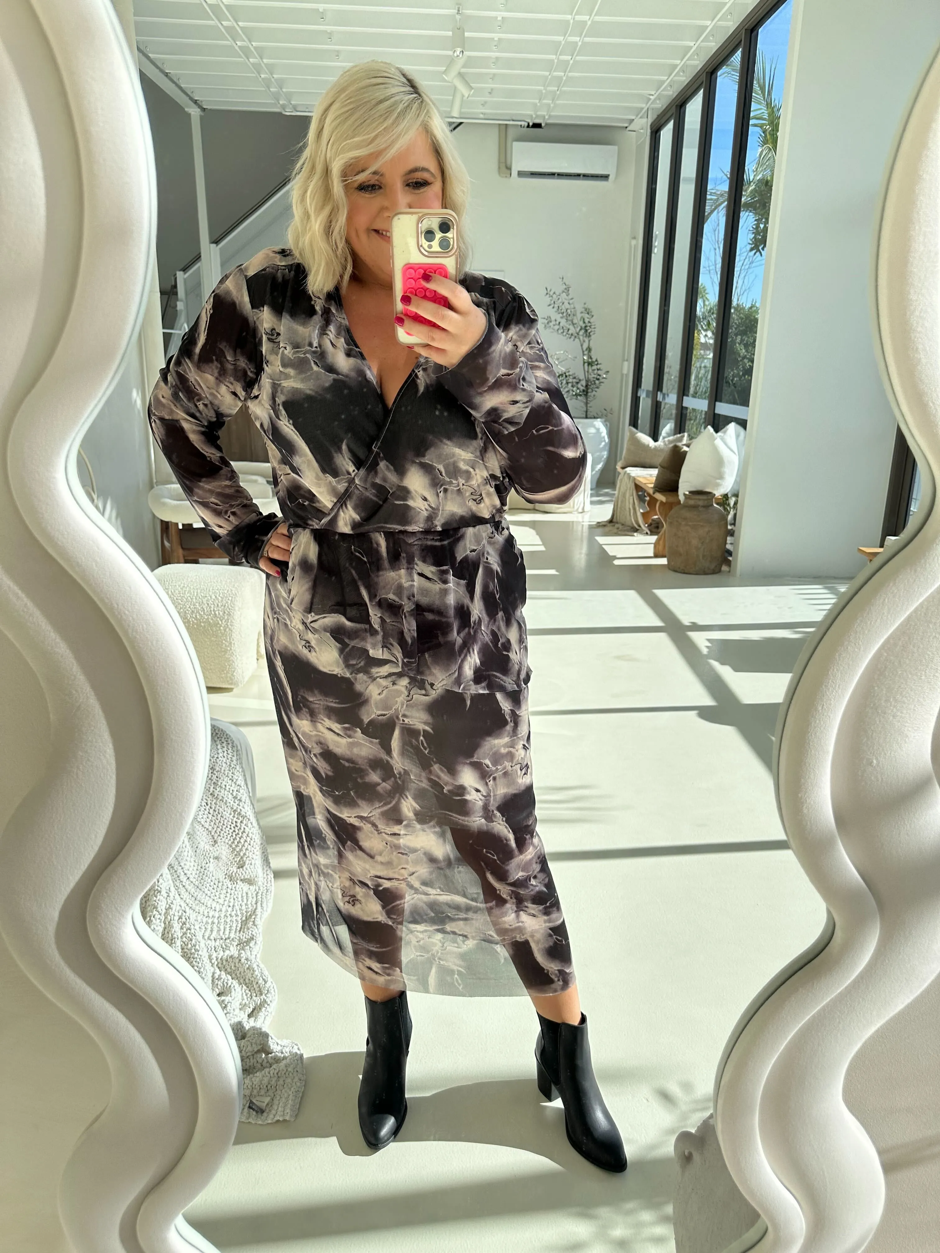 Bianca Midi Dress in Marble