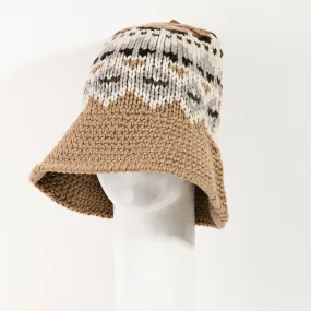 Boho Pattern Knitted Bucket Hat
