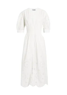 Broderie Anglaise Organic Cotton Midi Dress