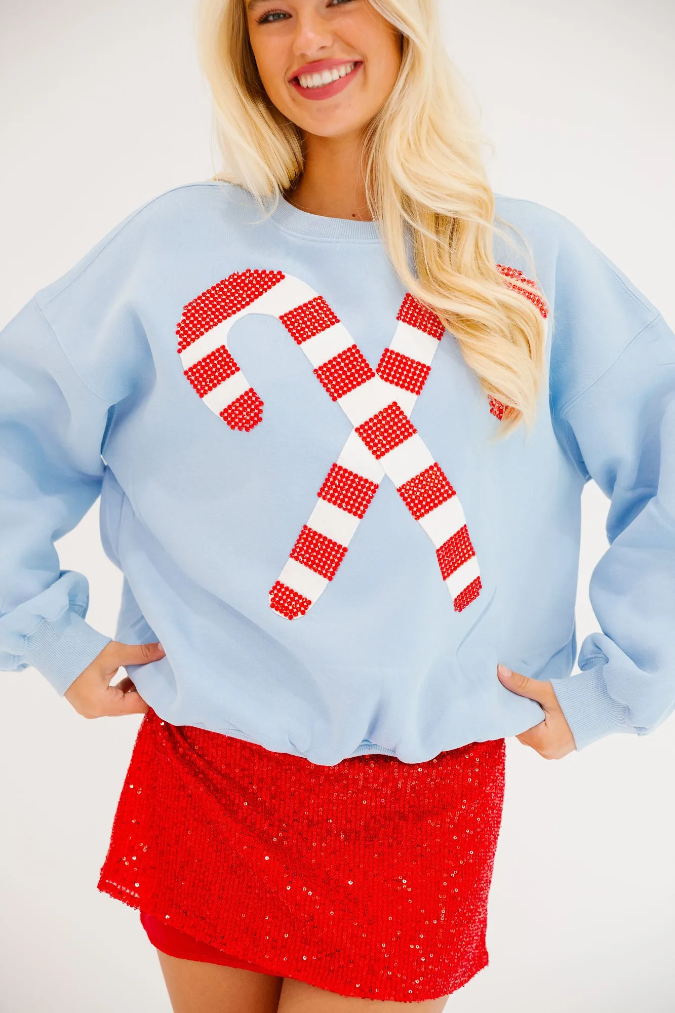CANDY CANE SEASON BLUE PULLOVER