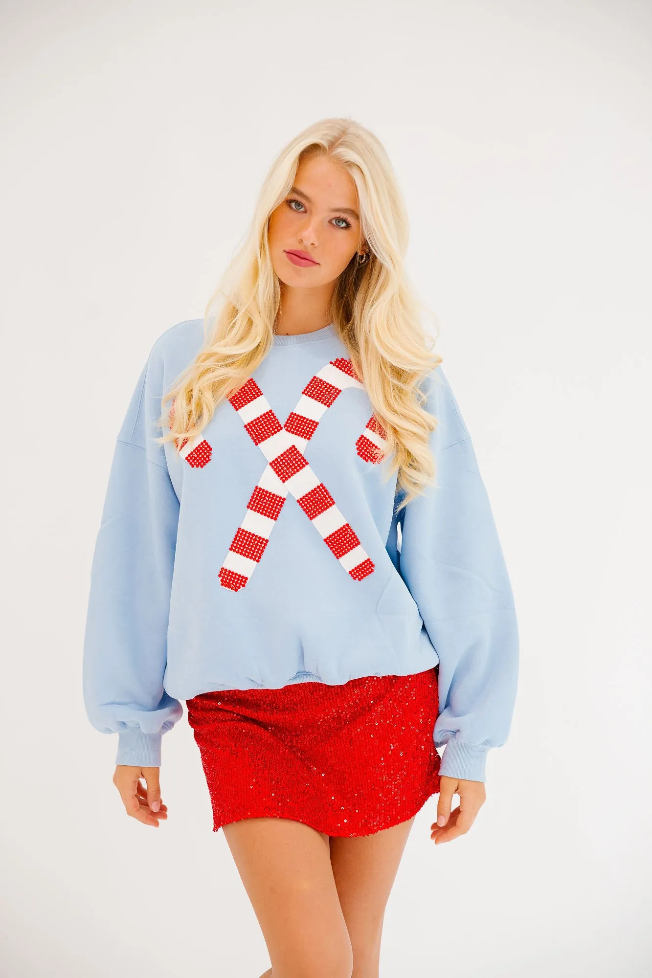 CANDY CANE SEASON BLUE PULLOVER