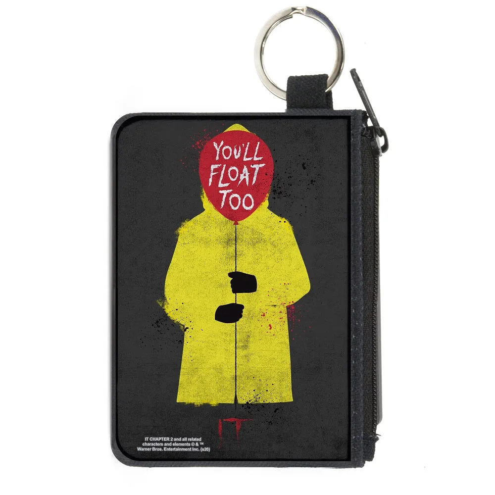 Canvas Zipper Wallet - MINI X-SMALL - It Georgie Raincoat Balloon YOU'LL FLOAT TOO Pose Gray