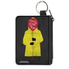 Canvas Zipper Wallet - MINI X-SMALL - It Georgie Raincoat Balloon YOU'LL FLOAT TOO Pose Gray