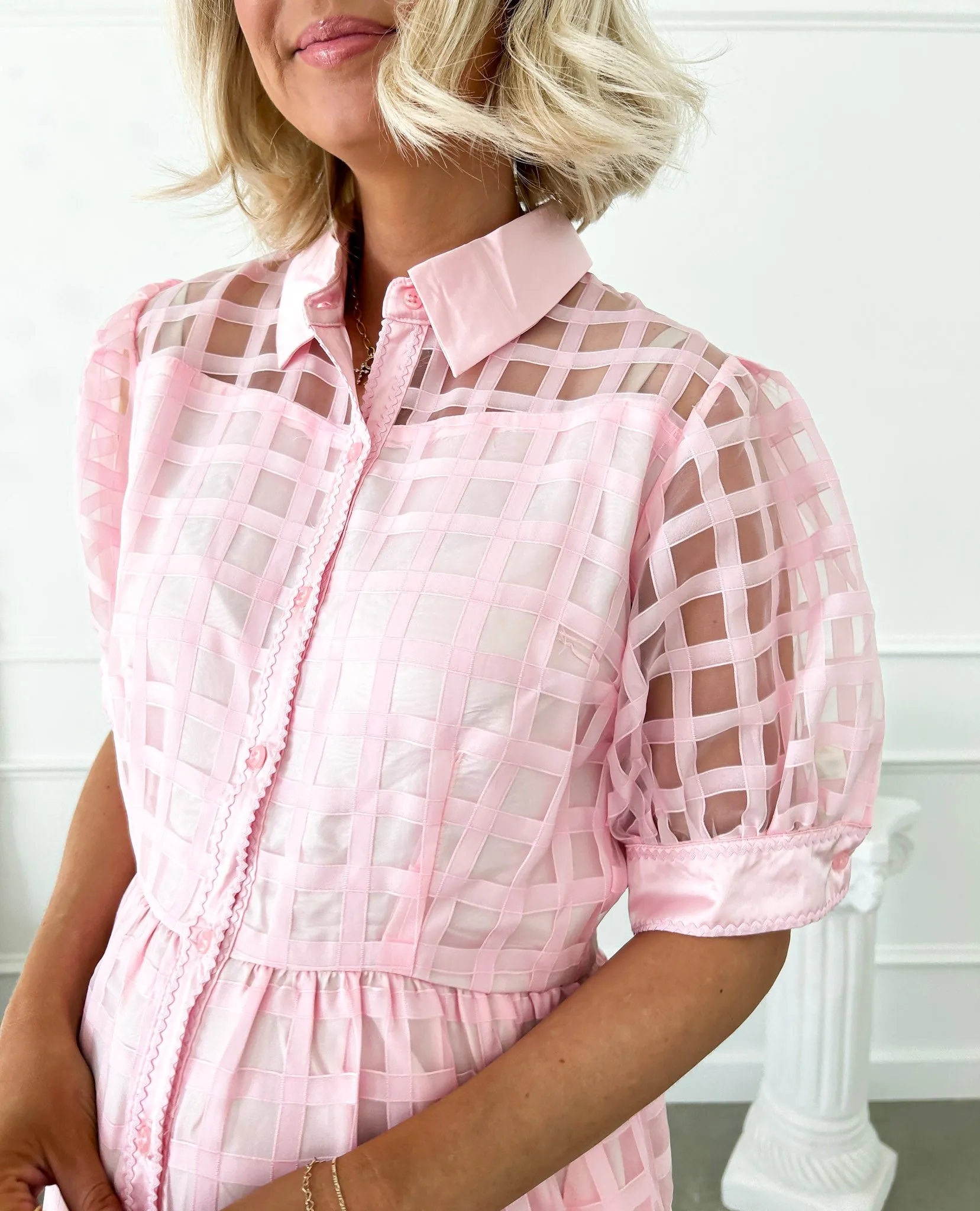 Check Me Out Pink Plaid Midi Dress