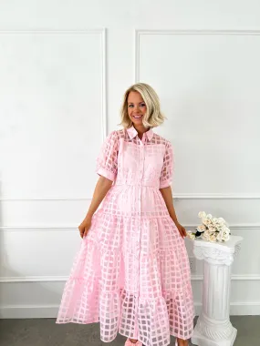 Check Me Out Pink Plaid Midi Dress