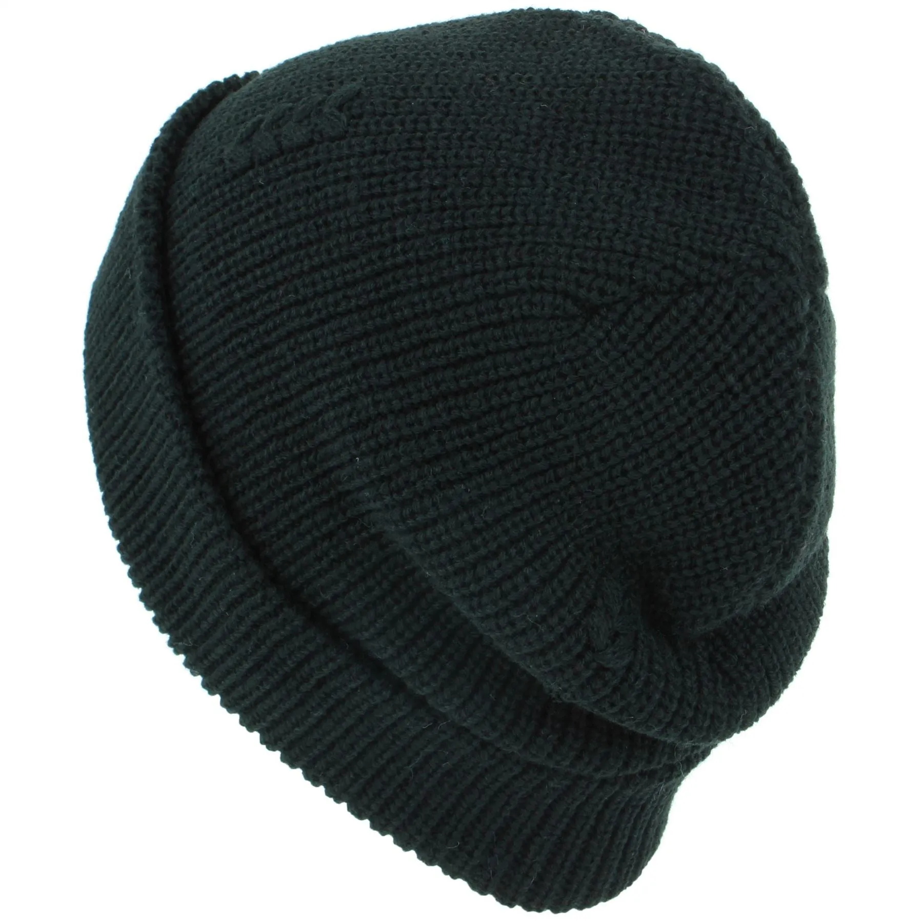 Chunky Knit Beanie Hat with Emroidered Detail - Black