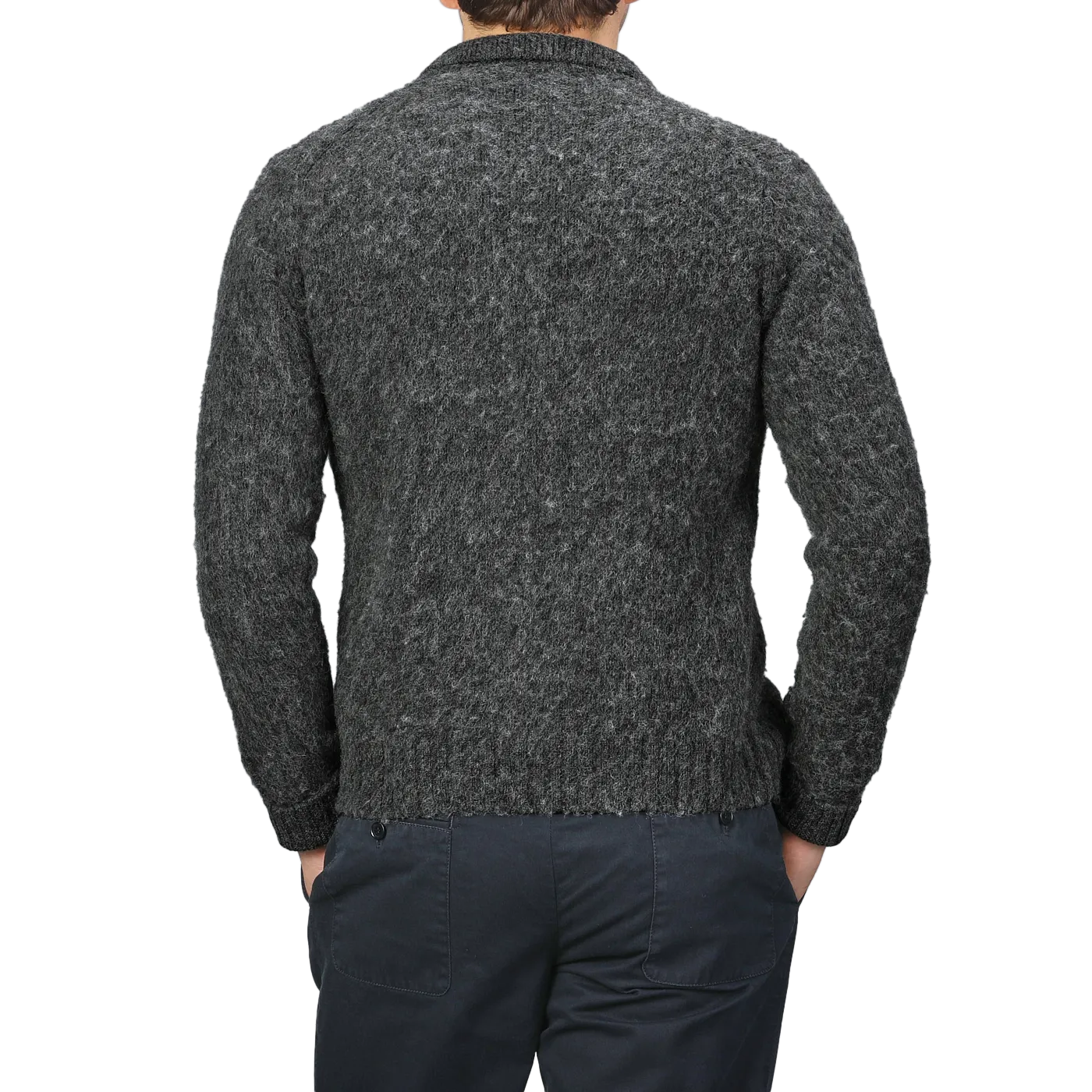 Dark Grey Brushed Shetland Wool Cardigan
