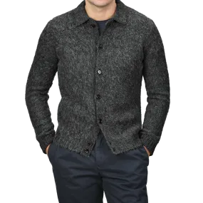 Dark Grey Brushed Shetland Wool Cardigan