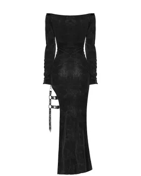 Devil Fashion Womens Hellscorned Long Gothic Split Maxi Dress