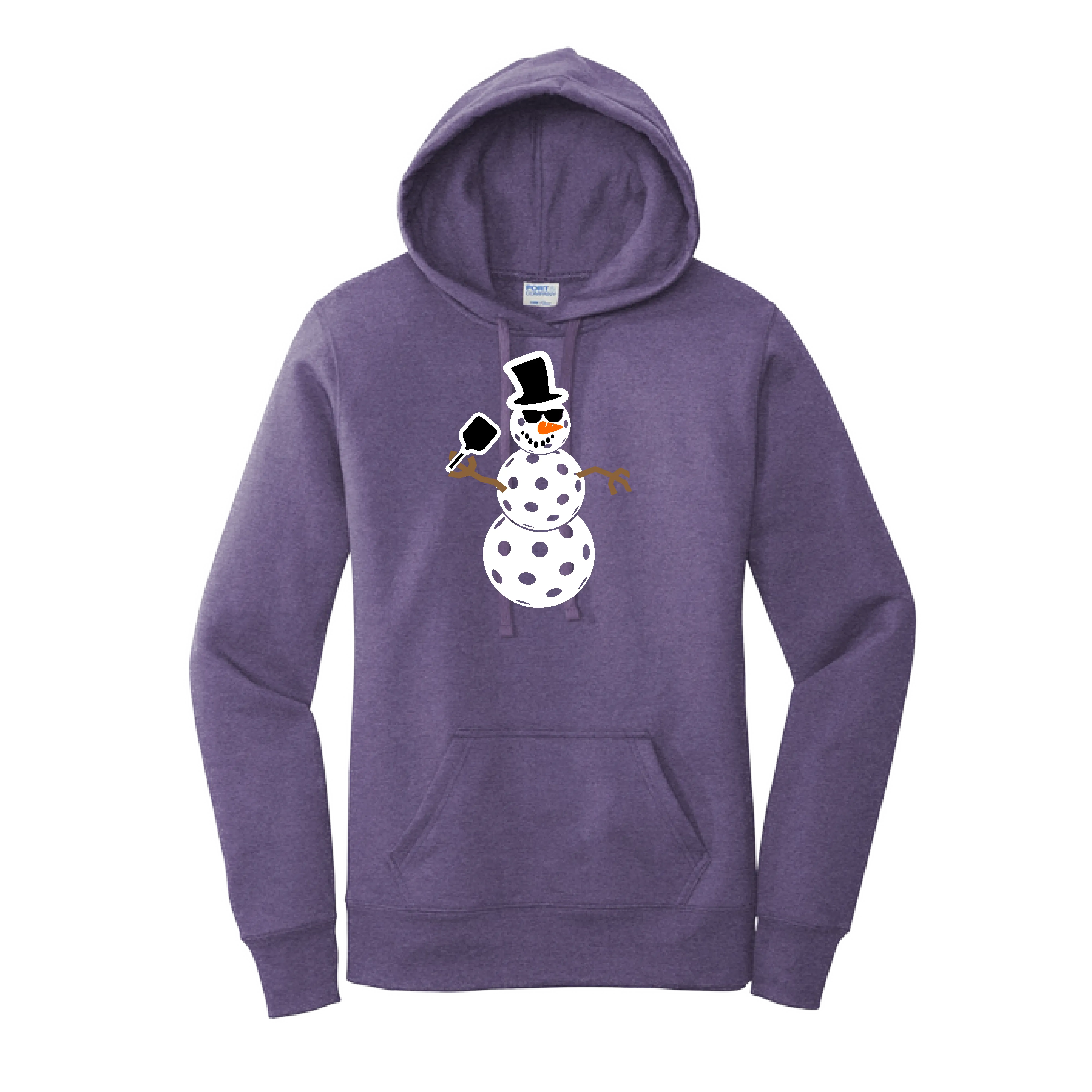 Frosty The Dinking Snowman | Women’s Fitted Hoodie Pickleball Sweatshirt | 50% Cotton 50% Poly Fleece