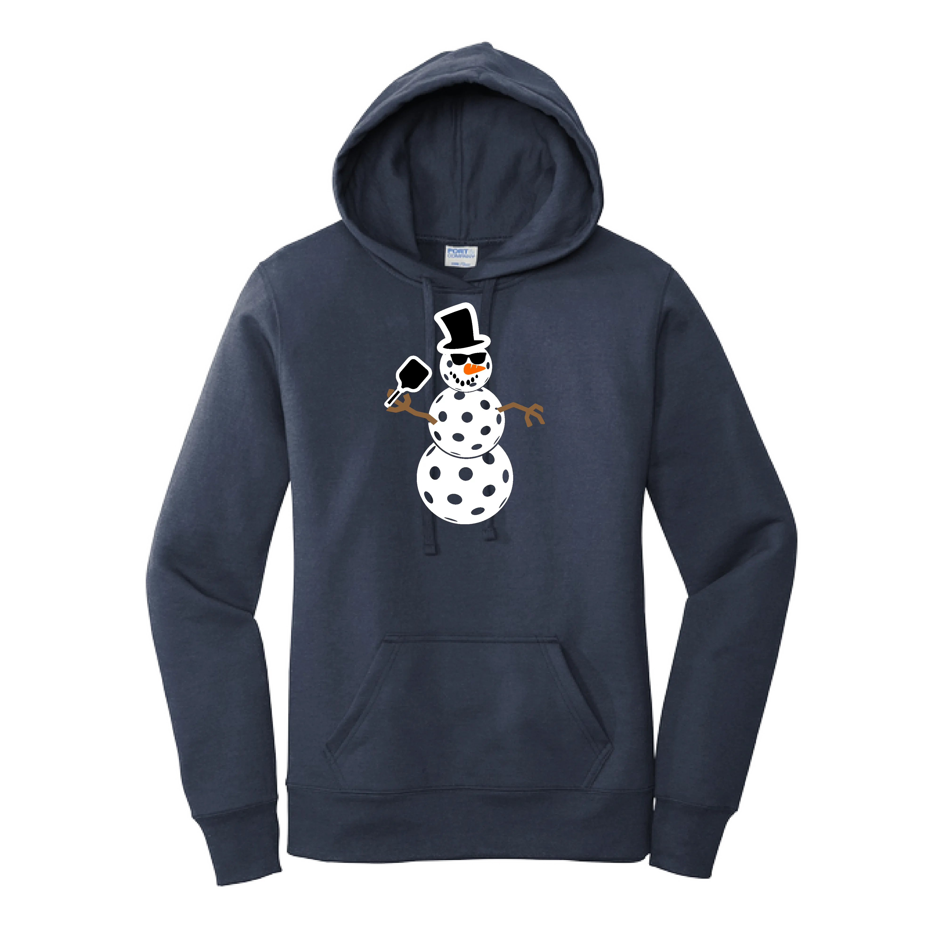 Frosty The Dinking Snowman | Women’s Fitted Hoodie Pickleball Sweatshirt | 50% Cotton 50% Poly Fleece