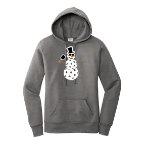 Frosty The Dinking Snowman | Women’s Fitted Hoodie Pickleball Sweatshirt | 50% Cotton 50% Poly Fleece