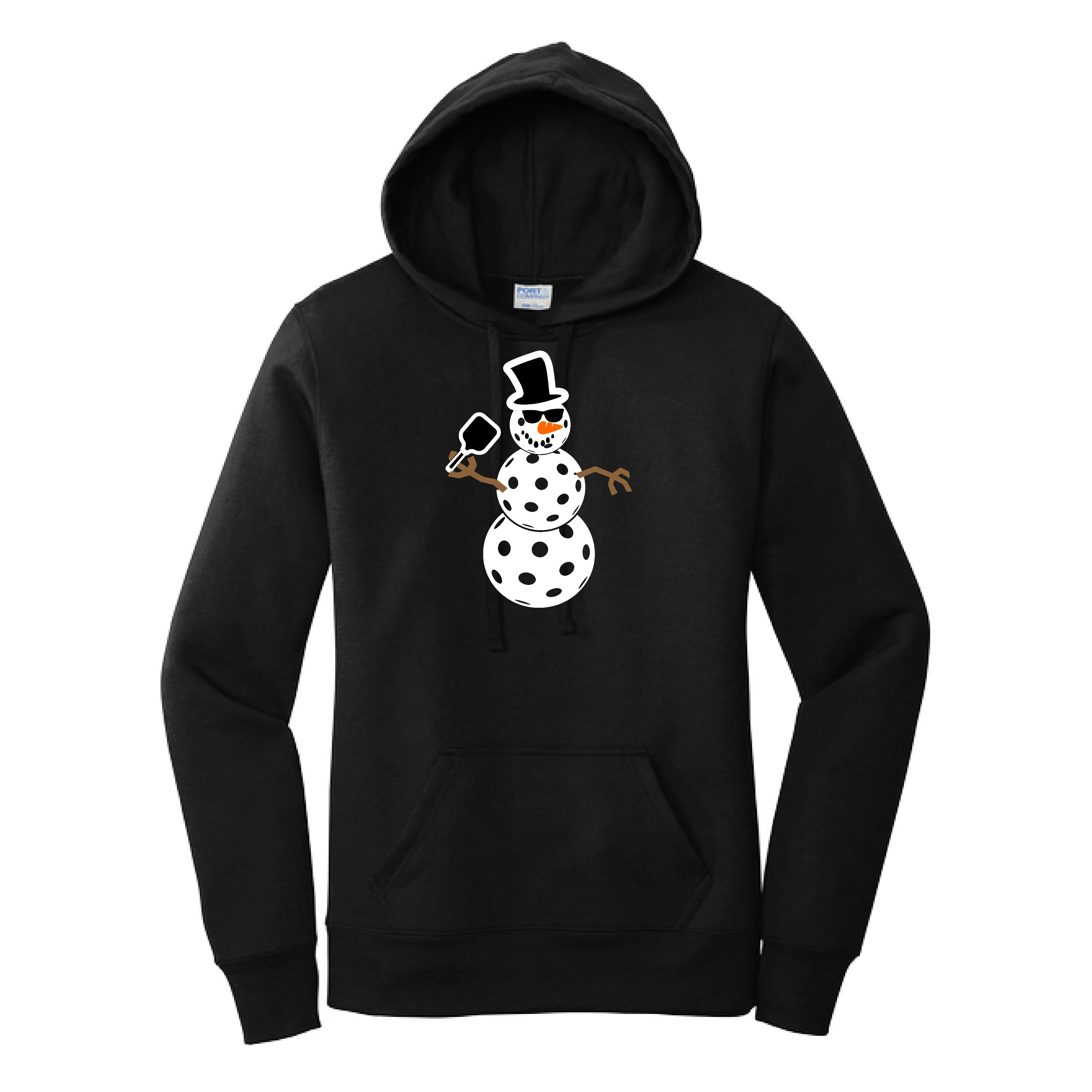 Frosty The Dinking Snowman | Women’s Fitted Hoodie Pickleball Sweatshirt | 50% Cotton 50% Poly Fleece