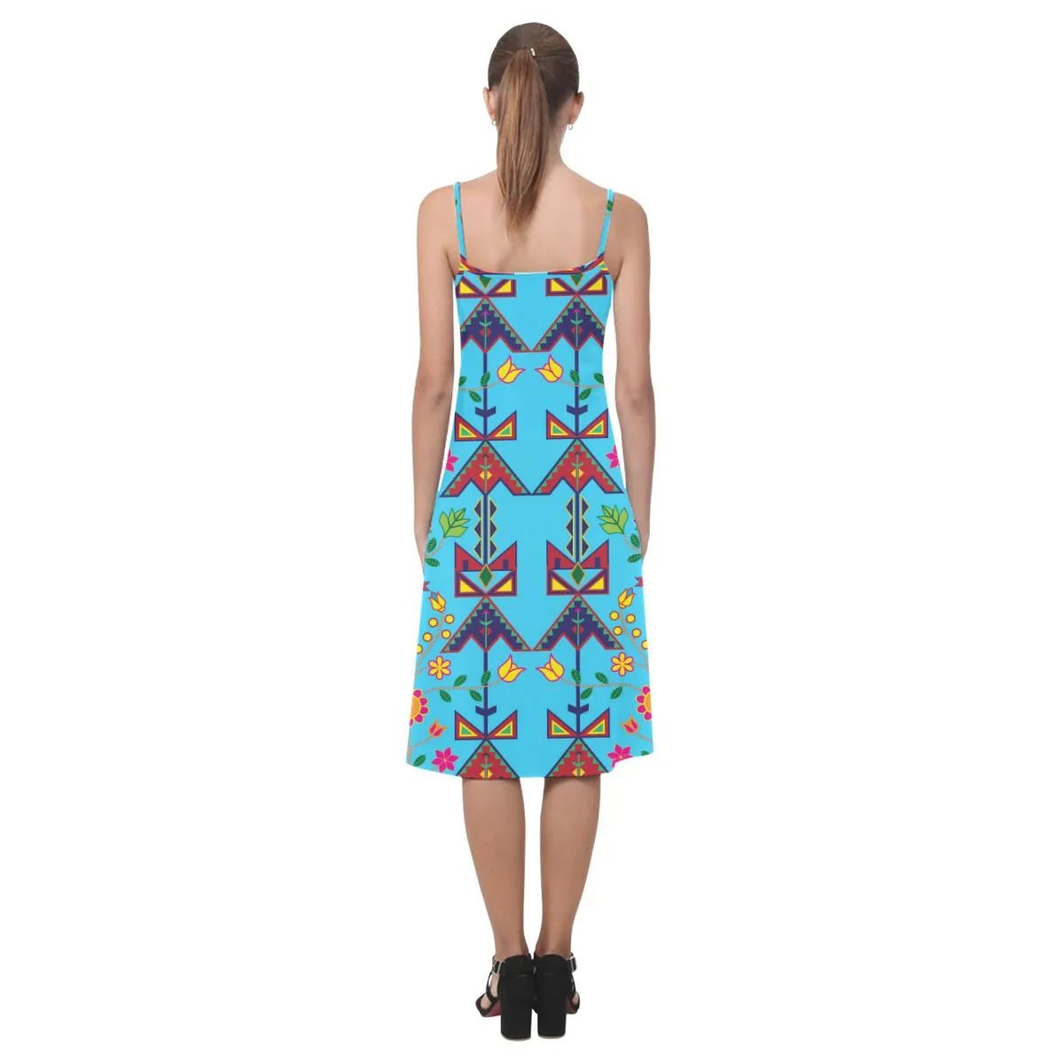 Geometric Floral Spring - Sky Blue Alcestis Slip Dress