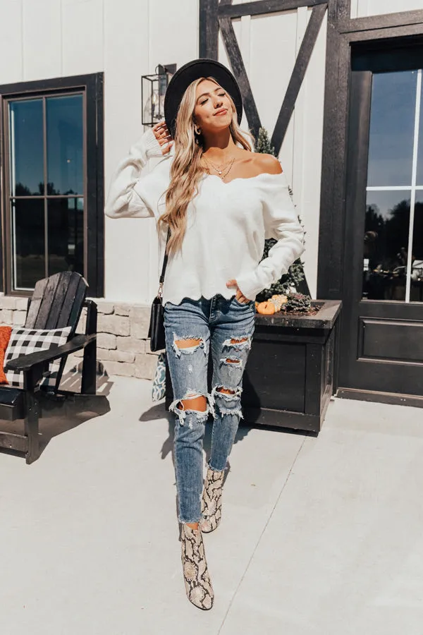 Jet Set Snuggles Shift Sweater In Ivory