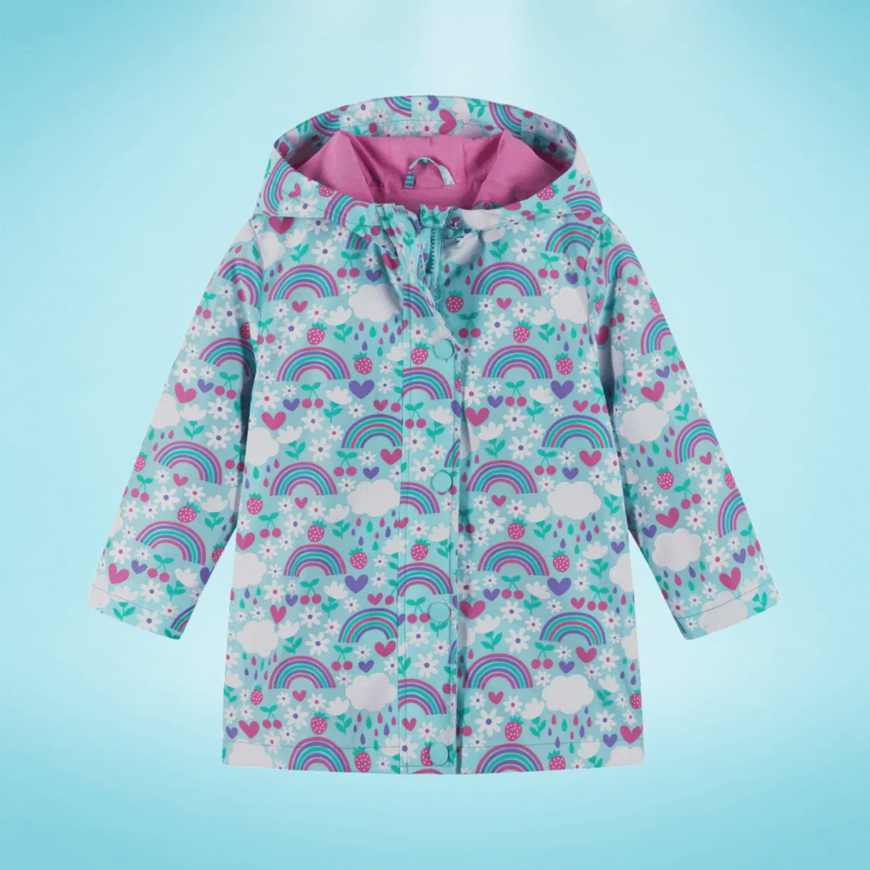 Kids Color Changing Raincoat | Aqua Rainbows