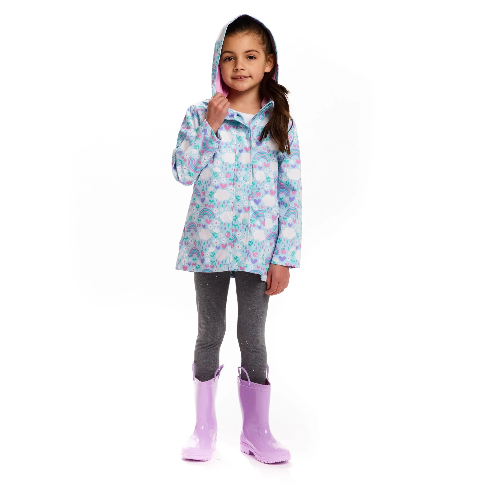 Kids Color Changing Raincoat | Aqua Rainbows