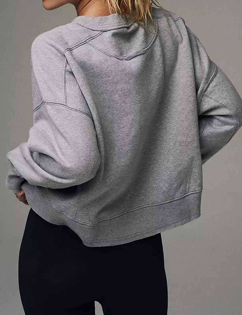 Ladies Solid Color Cropped Pullover SKT523