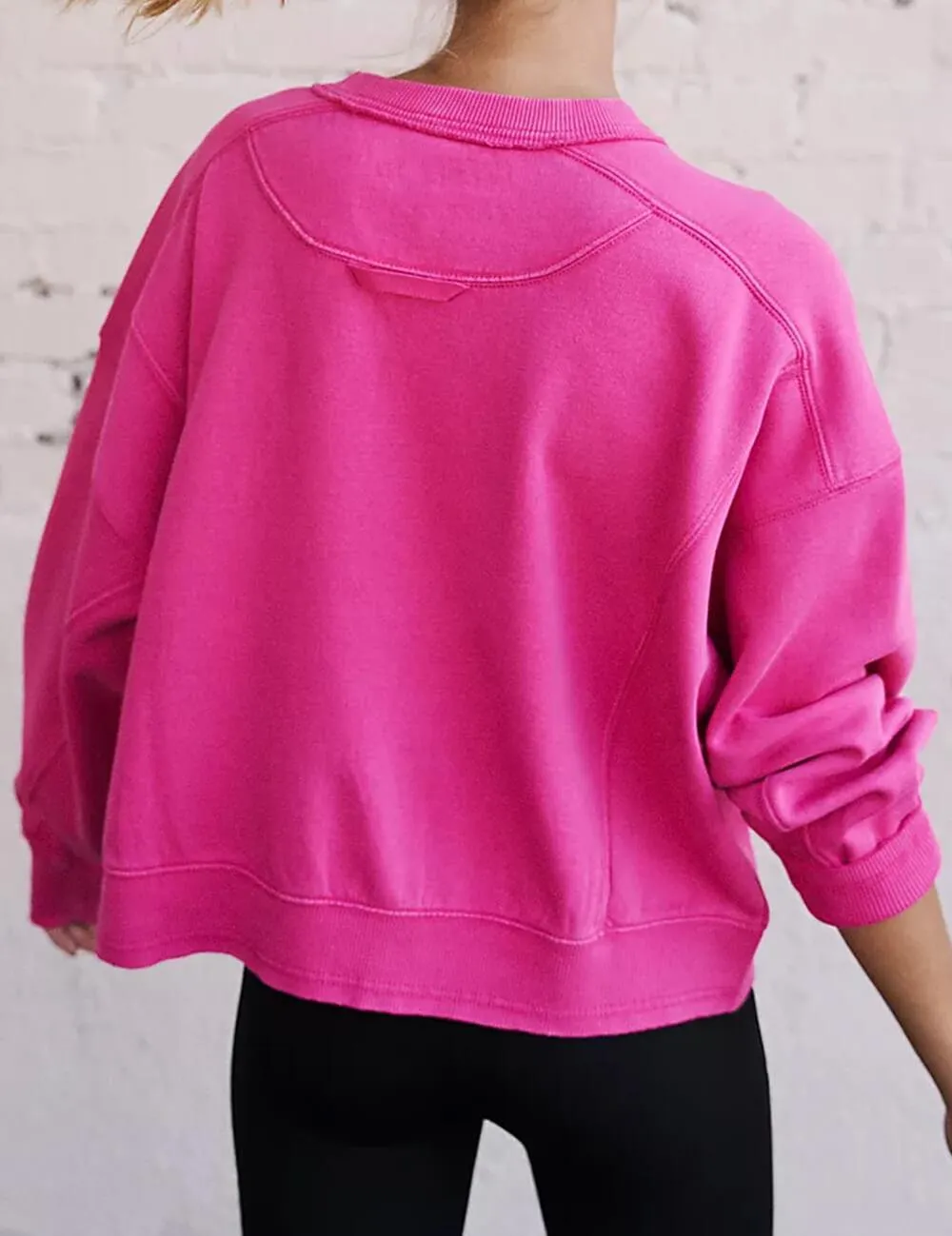 Ladies Solid Color Cropped Pullover SKT523
