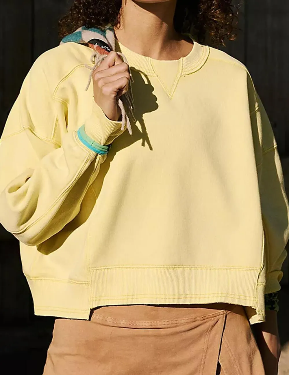 Ladies Solid Color Cropped Pullover SKT523