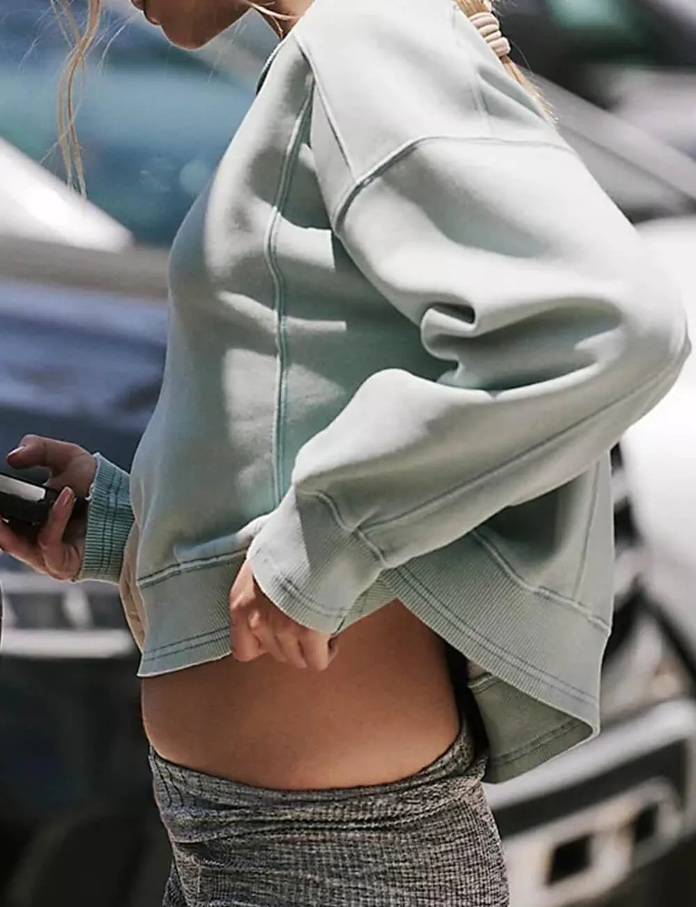 Ladies Solid Color Cropped Pullover SKT523