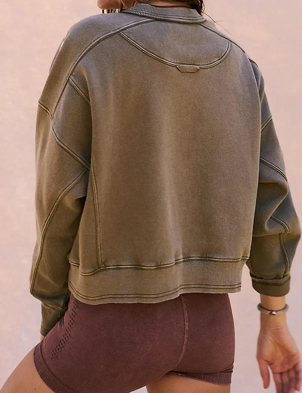 Ladies Solid Color Cropped Pullover SKT523