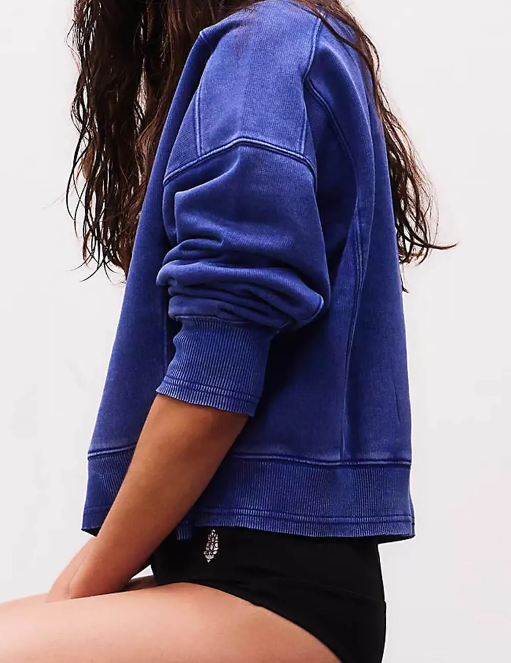 Ladies Solid Color Cropped Pullover SKT523