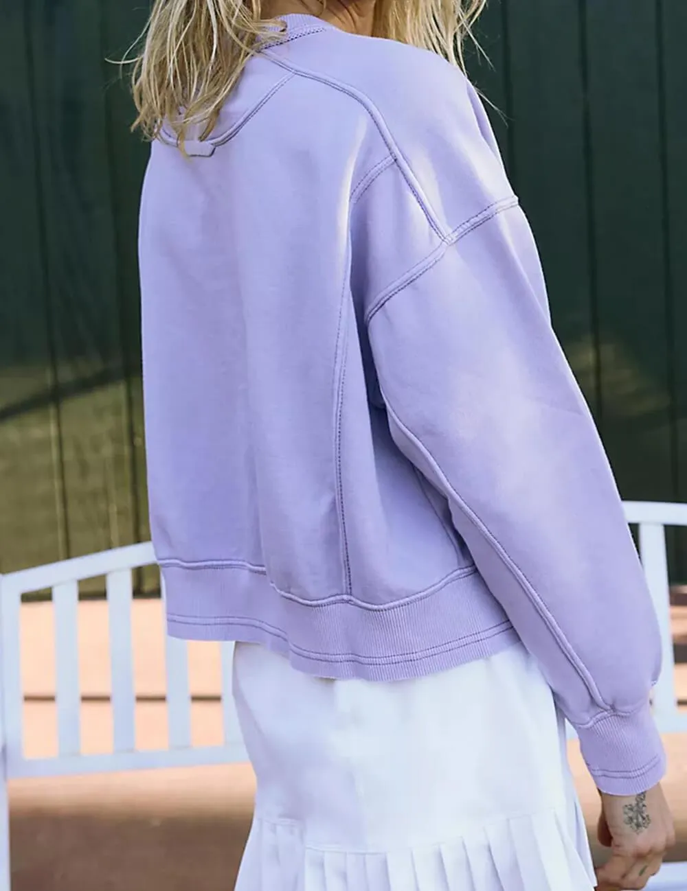 Ladies Solid Color Cropped Pullover SKT523