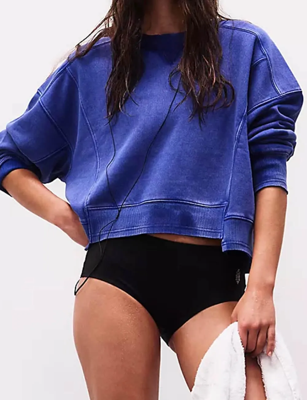 Ladies Solid Color Cropped Pullover SKT523