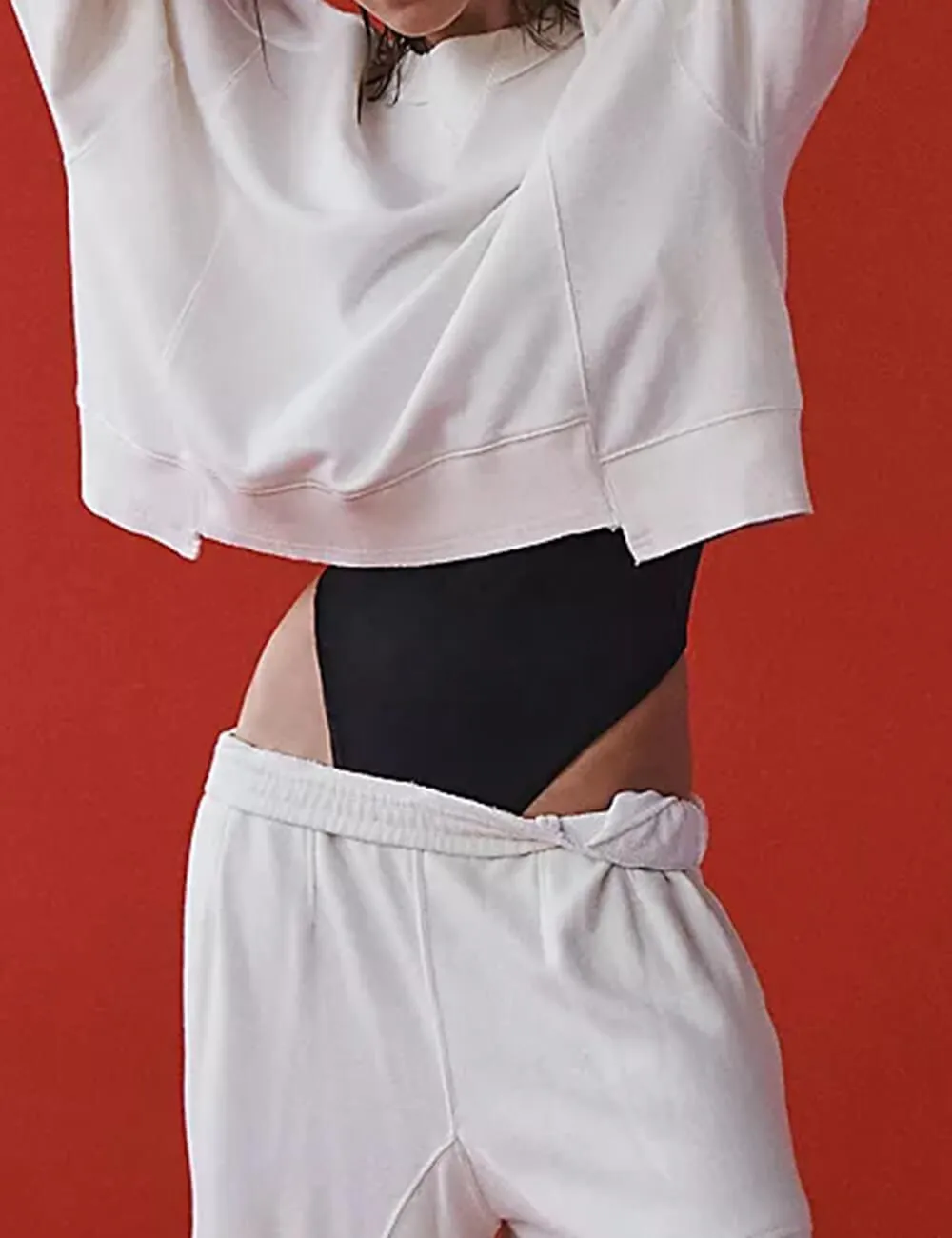Ladies Solid Color Cropped Pullover SKT523
