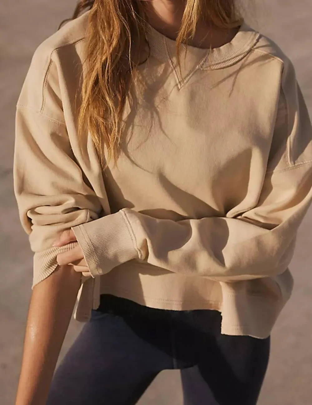 Ladies Solid Color Cropped Pullover SKT523