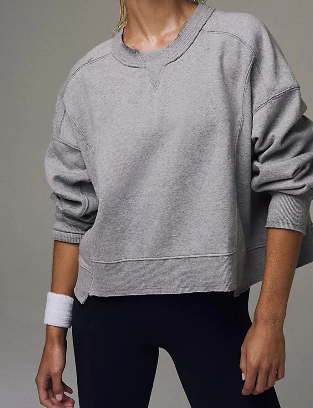 Ladies Solid Color Cropped Pullover SKT523