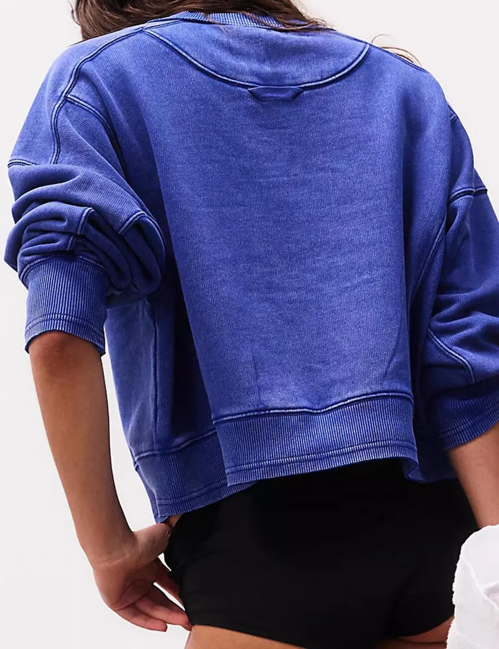 Ladies Solid Color Cropped Pullover SKT523