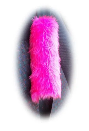 Large 7 Piece Barbie Pink fluffy car accessories set faux fur