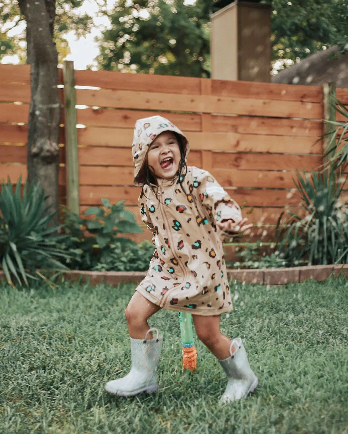 Leopard Print Color Changing Kids Raincoat