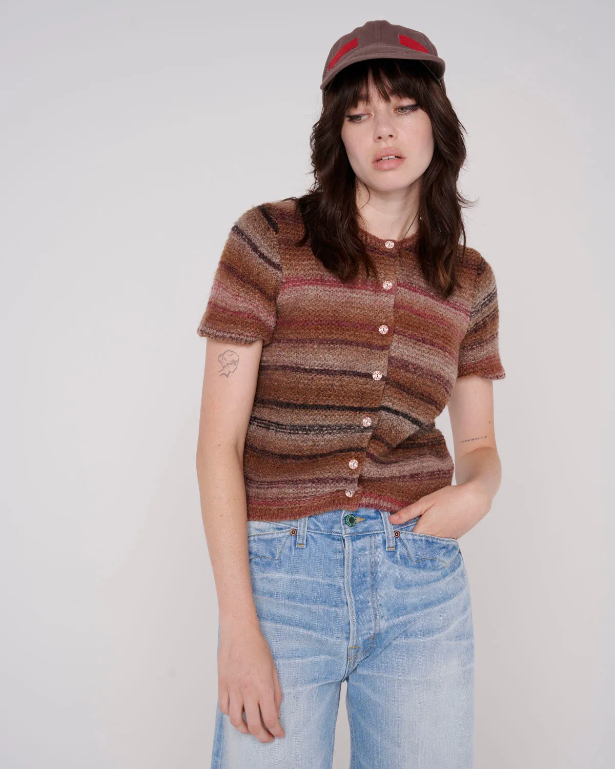 Madera Knit Short Sleeve Sweater - Brown
