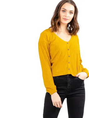 Mason Long Sleeve Crop Cardigan - Inca Gold