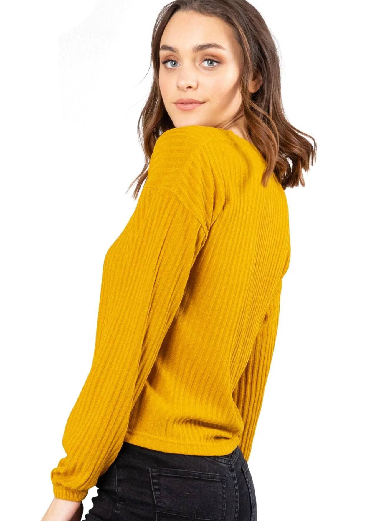 Mason Long Sleeve Crop Cardigan - Inca Gold