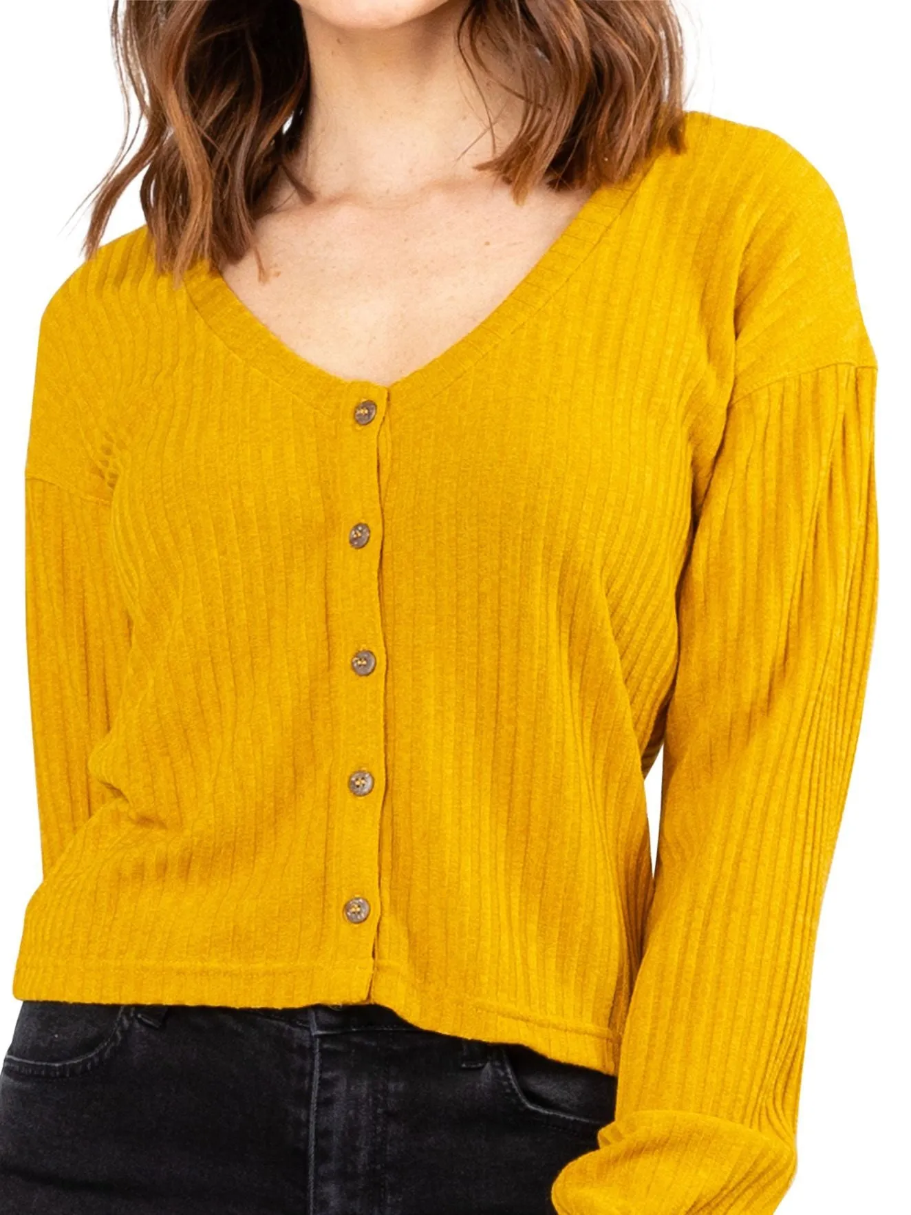 Mason Long Sleeve Crop Cardigan - Inca Gold