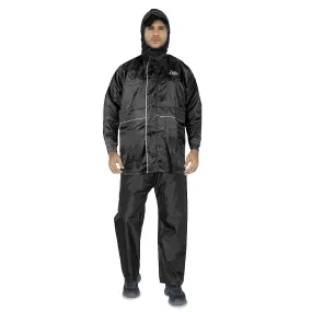 Men Rain Coat - Reversible Waterproof, Reflector Safety | XL | Deluxe Black