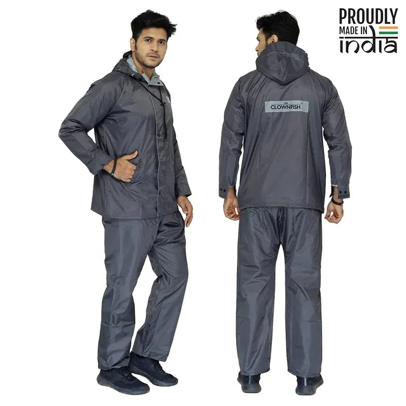Men Rain Coat - Waterproof & Reversible with Hood | Set of Top & Bottom | X-Large | Prime Grey