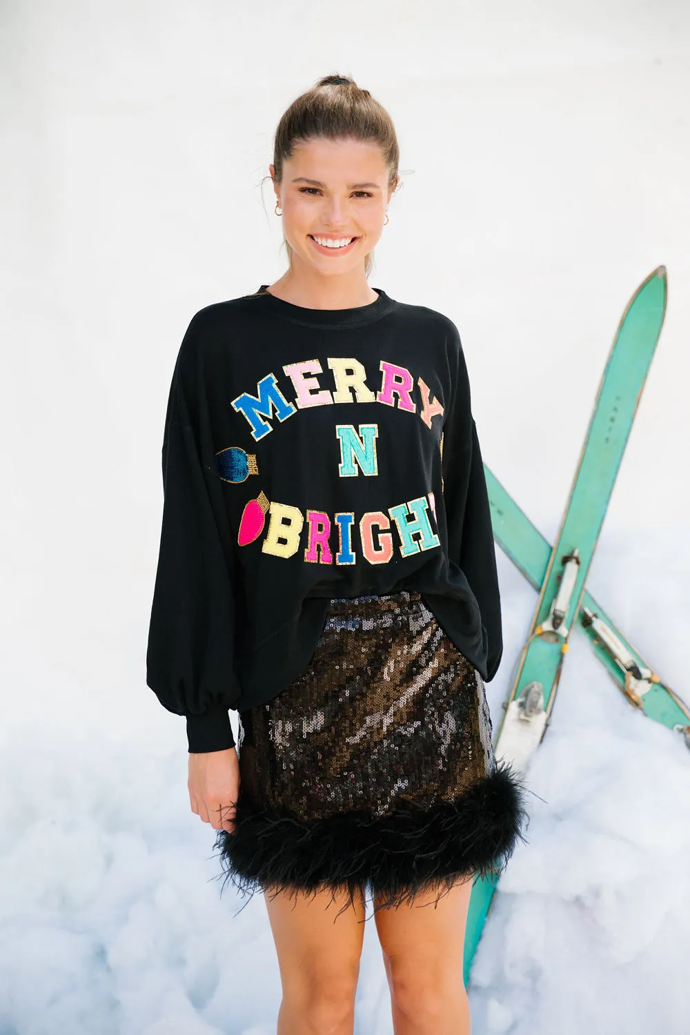 MERRY N BRIGHT BLACK PULLOVER